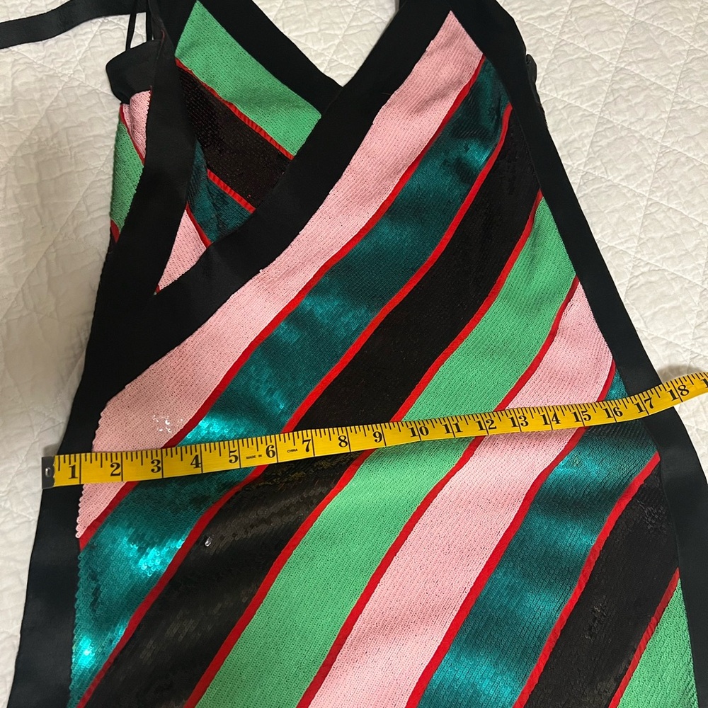 Diane Von Furstenberg one-of-a-kind D-Ring Crossover Sequins & Silk Dress - Picture 15 of 16